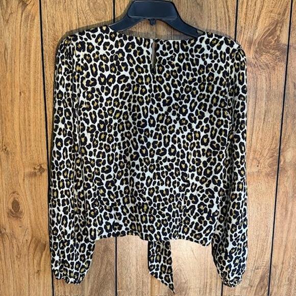 Kachel x Anthropologie Leopard Print Tie Front Blouse Top Size 4 Silk Blend - Picture 2 of 6